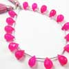 Natural Pink Chalcedony Faceted Tear Drop Beads Strand Length 7 Inches and Size 9.5mm to 13.5mm approx.